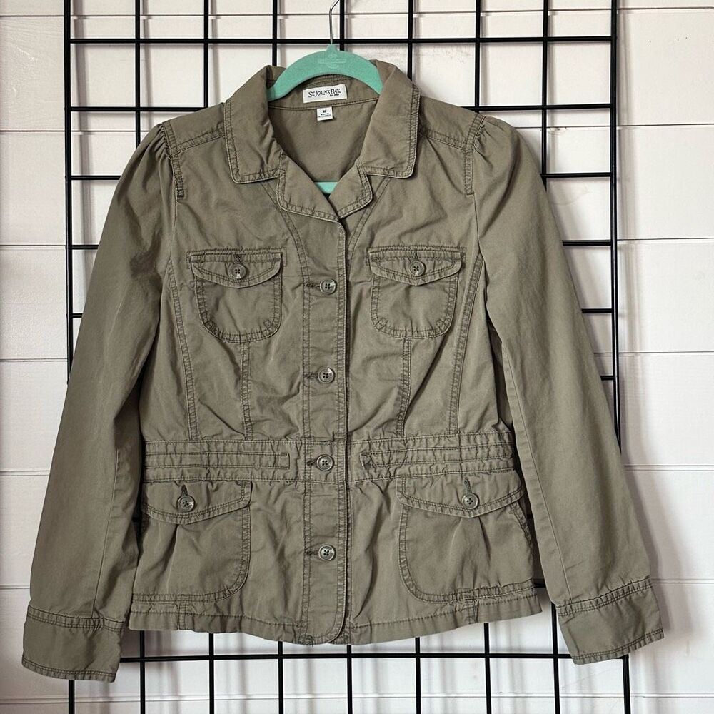St. John's‎ Bay Military Utility Jacket Womens M Olive Green Cottagecore